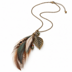 Nuvetrac™ Fernwhisper Handmade Faux Feather Pendant Necklace – Hazel Leaf Vintage Botanical Jewelry