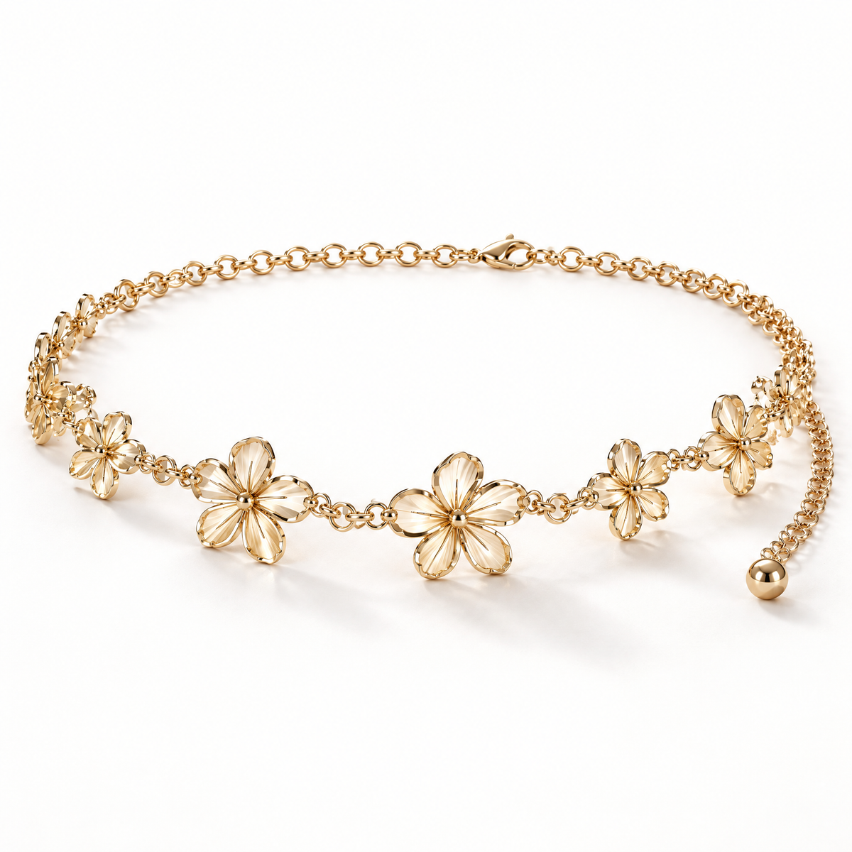 Nuvetrac™ Floravelle Openwork Floral Chain Belt – Adjustable Flower Waist Chain for Dresses