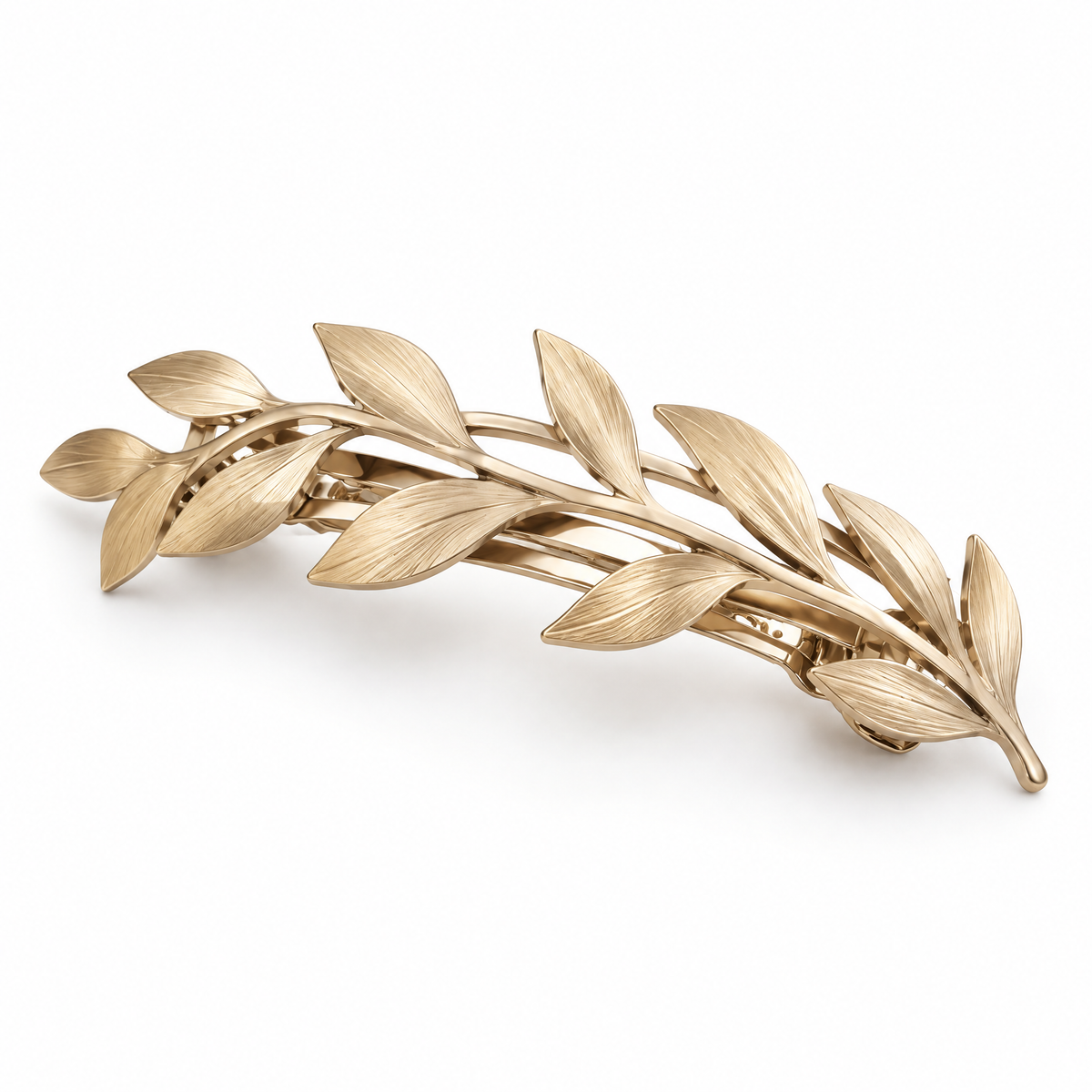 Nuvetrac™ Olivette Olive Leaf Hair Barrette – Openwork Botanical Metal Hair Clip
